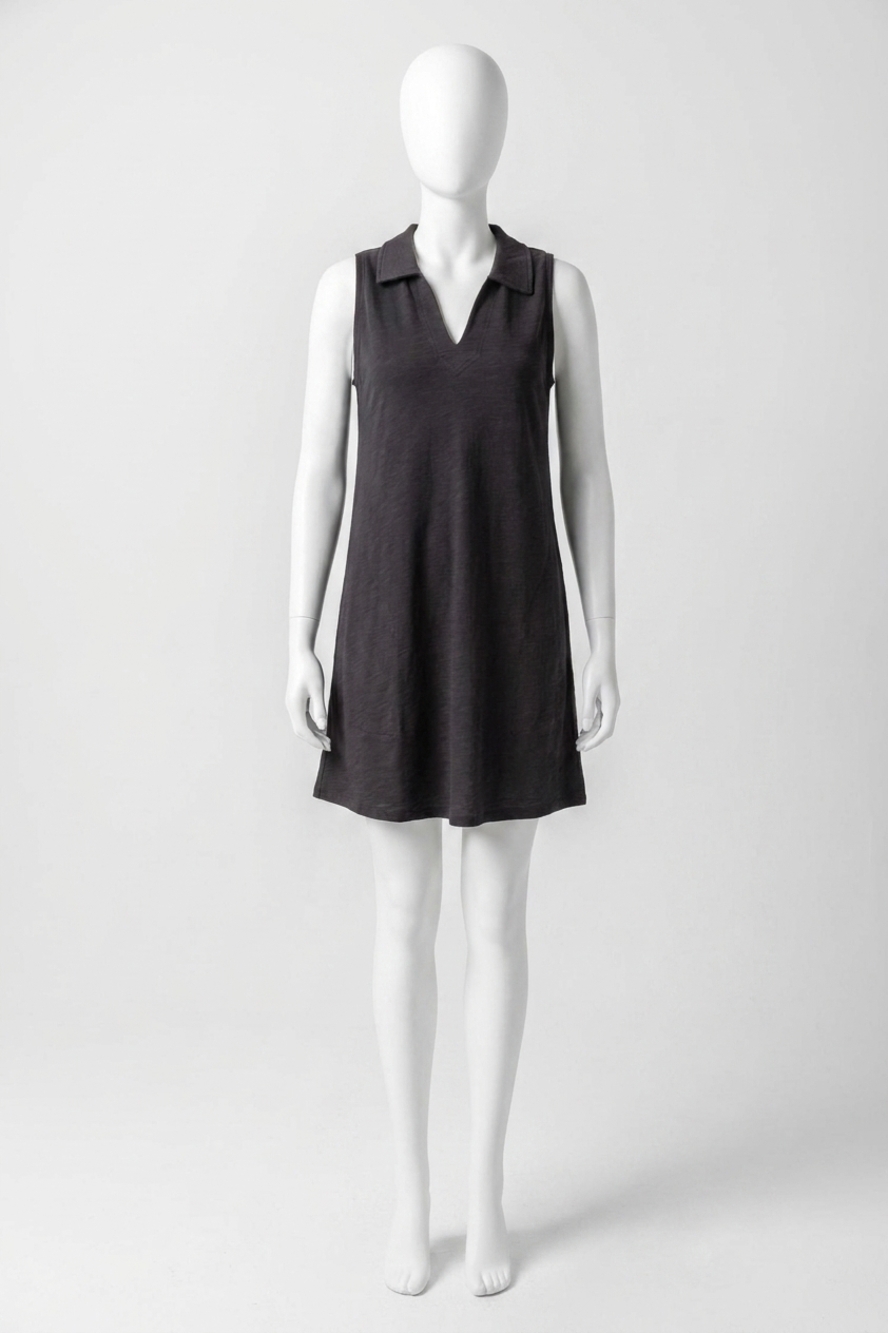 NEW LILLA P sleeveless collared dress in black